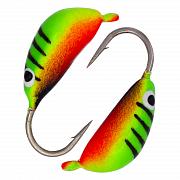 Фото банан d 3,0 мм, вес 0,9 гр, малек салатовый+красно-черный с полосками /10 шт/